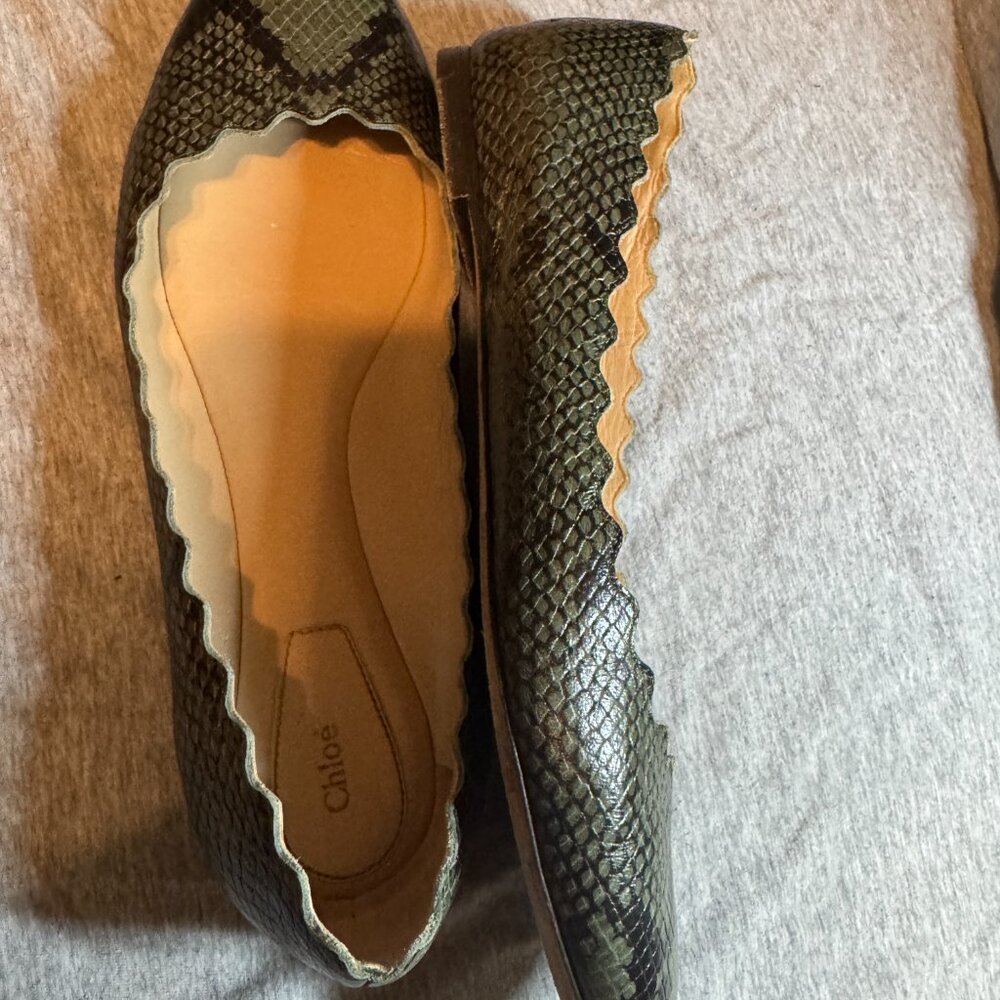 Chloe Green/Glack Python Embossed Leather Lauren … - image 4